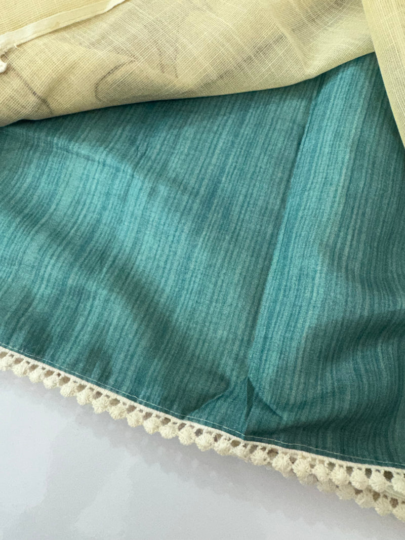 Tissue linen saree with applique work MLS5478