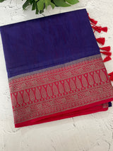 Jute silk sarees with contrast pallu & blouse MJL399