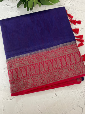 Jute silk sarees with contrast pallu & blouse MJL399