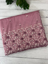 Glassy tissue organza saree with embroidery FKSF133- OnionPink