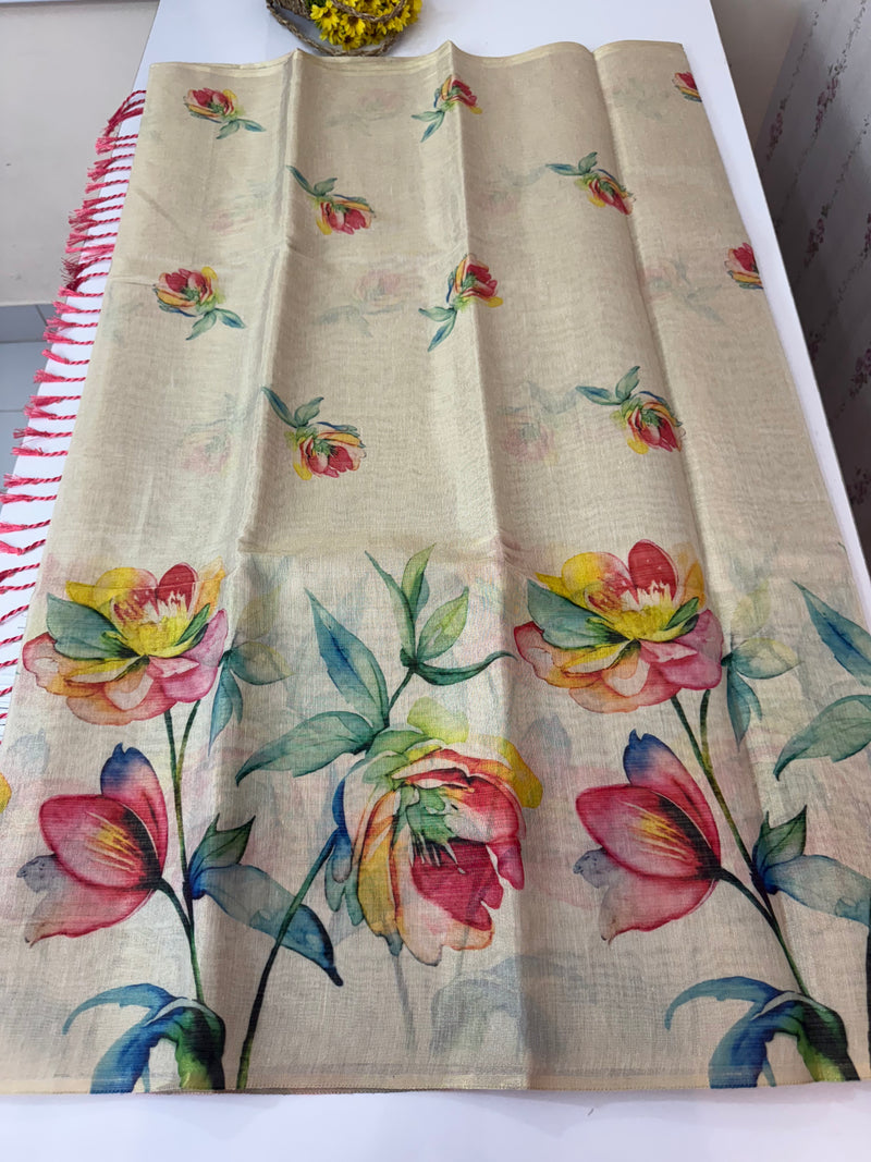 Tissue mix semi silk saree with digital prints MS8966