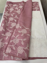 Blended Malai chanderi saree with applique work saree  MSM5676 Pink (1)