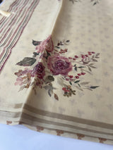 Linen- chanderi saree with french knots, sequence and bead work - MS19965