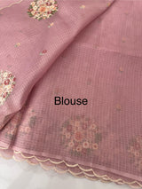 Kota checks saree with embroidery MS7645 PastelOnion
