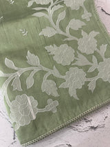 Blended Tussar silk saree with applique work- MSH200 DuskyGreen