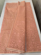 Moonga checks saree with embroidery MSH165 Peach