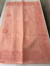 Viscose Organza saree with applique work-MSH101 (2) Peach