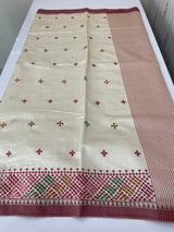 Blended tussar silk saree with embroidery- MSH490