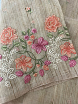 Soft Tissue kota embroidery saree MSK4660 Chiku