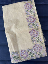 Phulkari NetKota embroidery saree - MSH107 Offwhite to Lavender