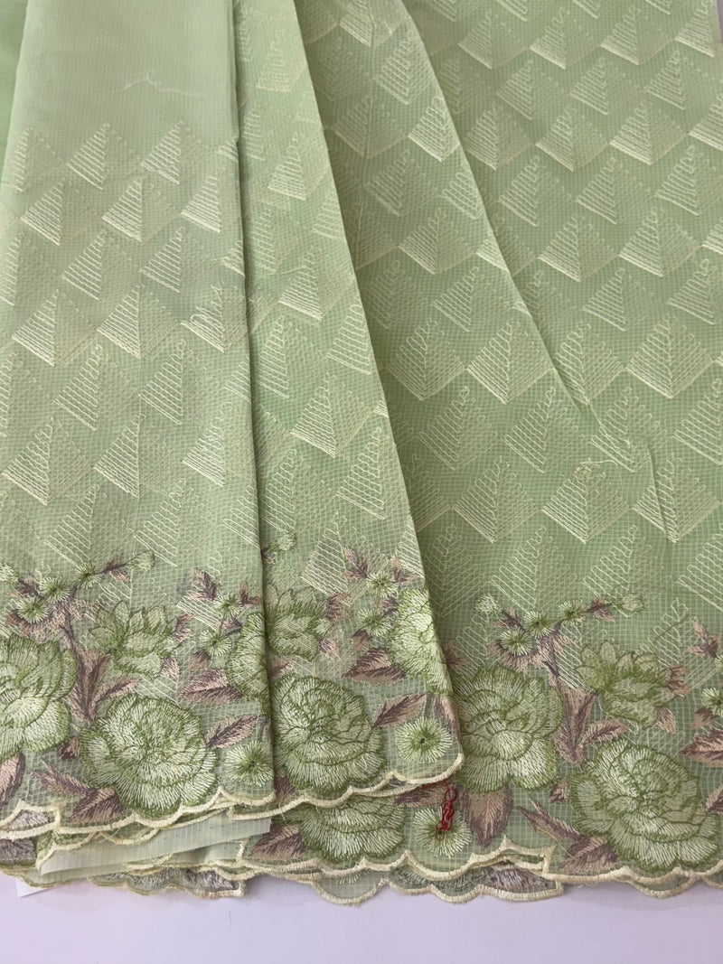 Phulkari NetKota embroidery saree - MPKS905 PistaGreen