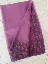 Soft Organza saree with embroidery borders - MCW786 Lavender
