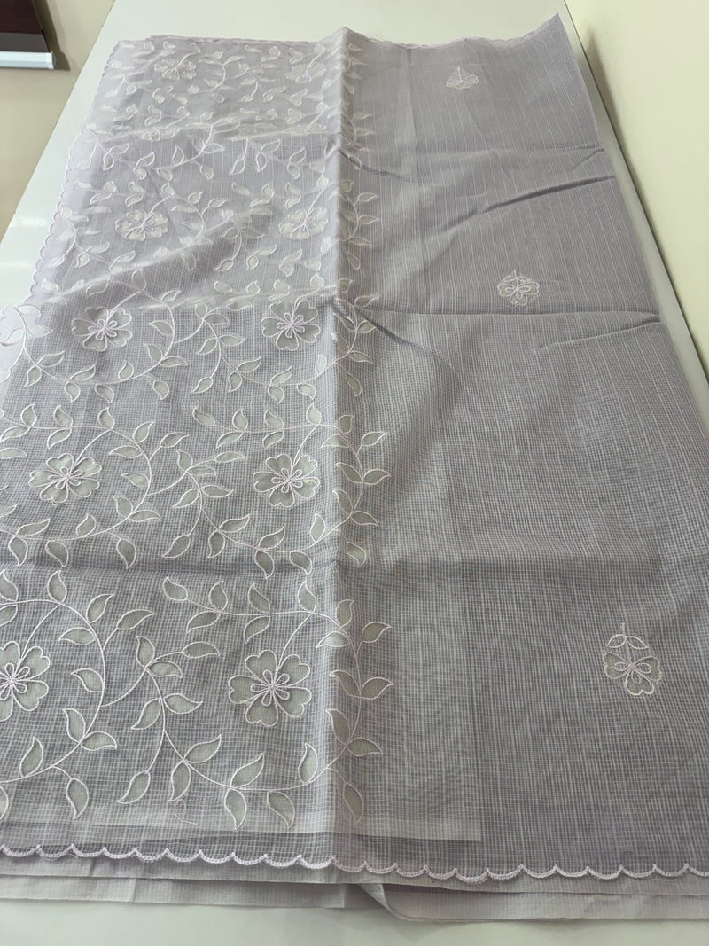 Kota saree with applique work MKAS35 Pastel Lavender