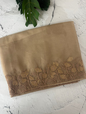 Soft Organza saree with embroidery borders - MCW786 Chiku