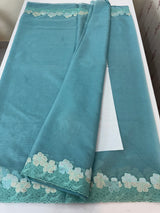Soft organza saree with turkish applique borders- MCW735