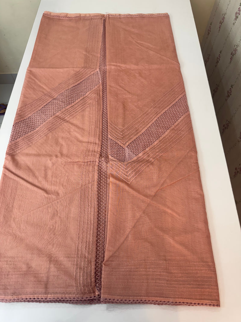 Supernet saree with crochet work and lace border MCJ5433 (V shape Crochet)