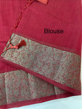 Jute silk saree with antique zari weaving MJL399 - MaroonRed