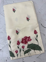 Blended Satin finish Tussar silk saree with cross-stitch embroidery- MS8179 Offwhite