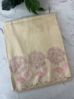 Blended soft tussar saree with embriodery - MS8669 PearlCream