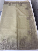 Semi Organza saree with applique and sequence borders - MCW699 Chiku