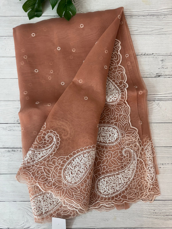 Viscose Organza saree with embriodery-MS14414