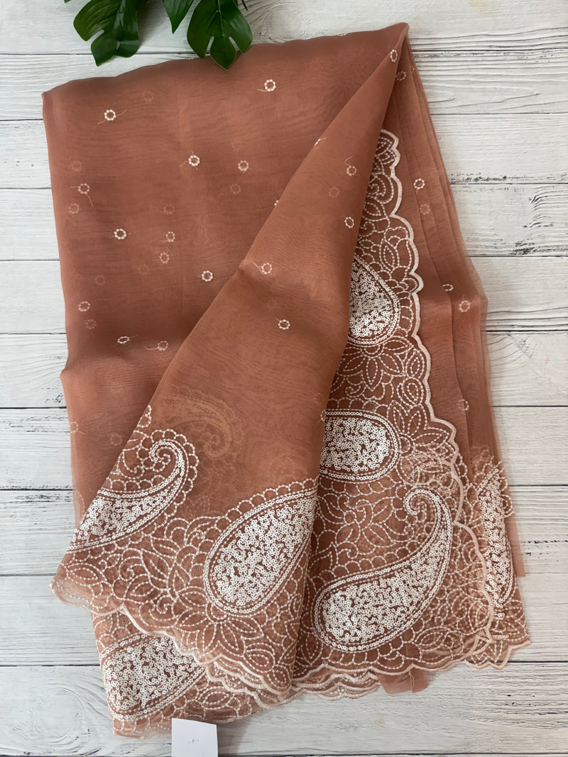 Viscose Organza saree with embriodery-MS14414