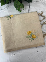 Tissue linen saree with embroidery MSL4900 - Yellow