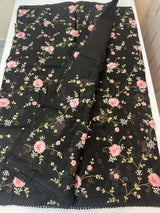 Kota saree with embroidery MS14954 - JetBlack
