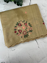 Blended art tussar silk saree with embroidery- MS1090 Chiku