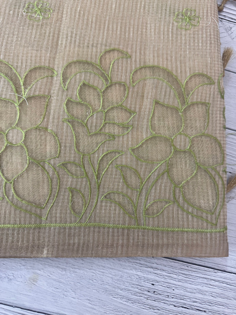 Tissue silk saree with applique work MTSS987