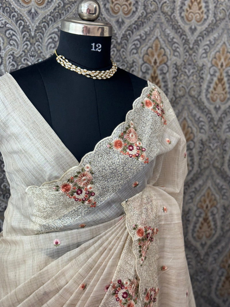 Soft kota silk saree with embroidery MSS678 (Triangle embroidery)
