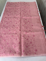 Moonga checks saree with embroidery MSH219 - Pink1