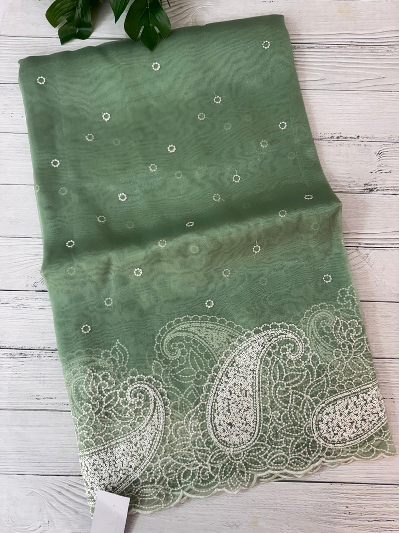 Viscose Organza saree with embriodery-MS14414