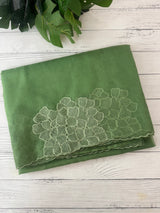 Semi organza saree with embroidery & scallop border - MSH901 JadeGreen