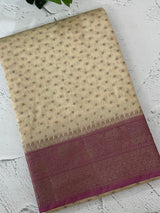 Semi Banarasi crepe saree with small buttas and brocade blouse- MS14667