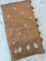Cutwork Raw silk saree MSH228(2) DustyPeach