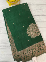 Semi banarasi Crepe Chiffon saree - MS1499 BOTTLEGREEN