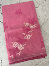 Kota checks saree with embroidery MS7679- Pink