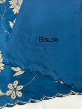 Malai chanderi saree with applique work MSM6201