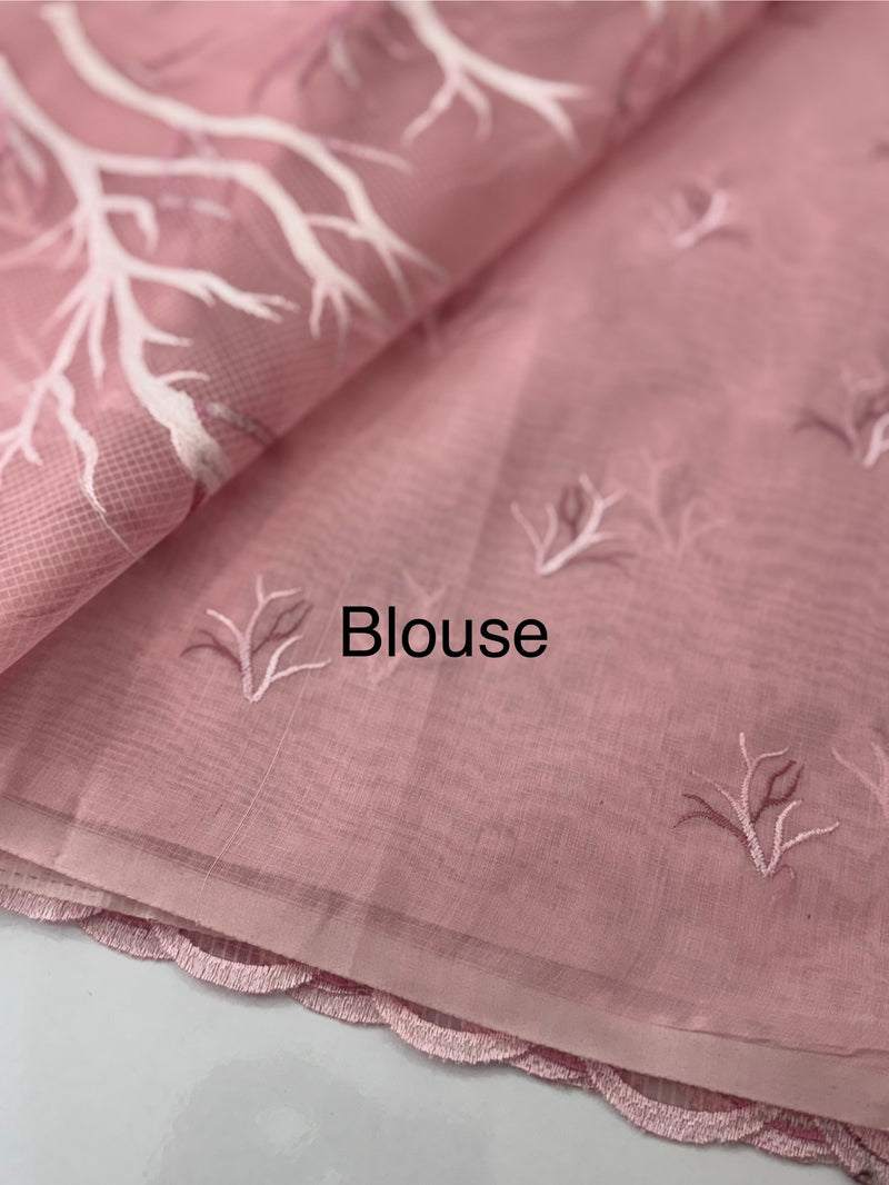 Kota silk embroidery saree  MSH125- Pink
