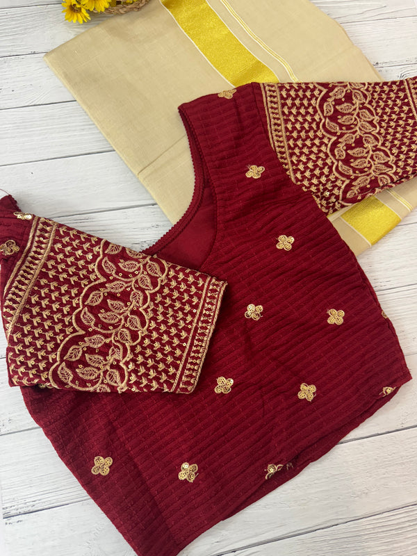 Stretchable Readymade blouse with sequence work- MSBL