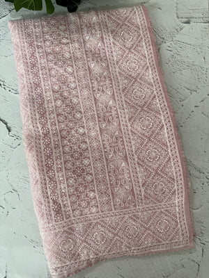 Premium Crush Organza saree with chikankari work- MCH378 PastelPink