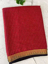 Crepe chiffon saree with small checks zari weaving  MS81890
