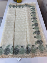 Cutwork Phulkari NetKota Embroidery saree - OffWhite