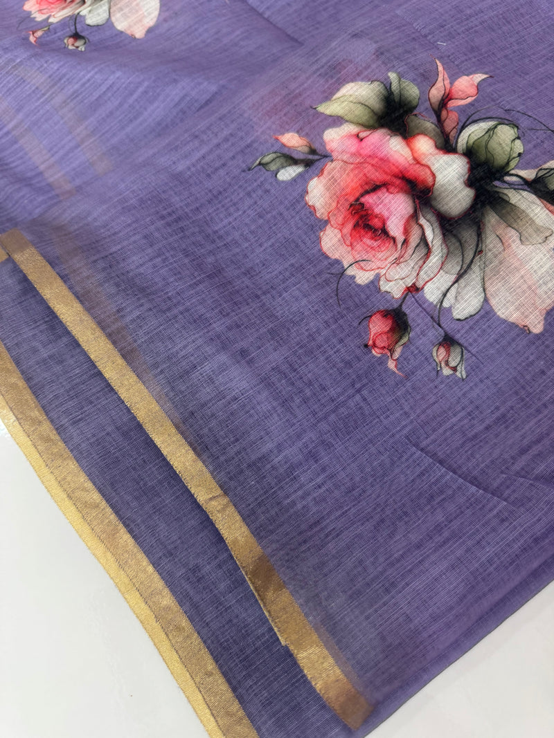 Digital printed semi Linen Saree MLS615- 8