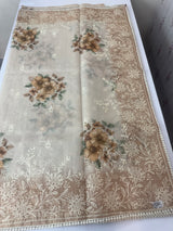 Digital printed Tissue silk saree with Chikankari embroidery MS88786