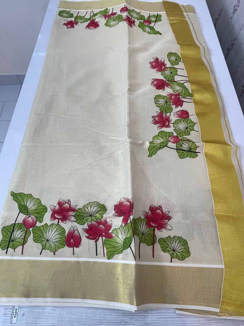 Kerala printed tissue saree