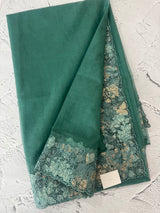 Soft Organza saree with cutwork tissue applique borders - MCW765