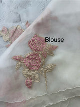 Soft Organza tissue Applique work saree MSLK113