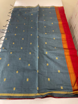 Maheshwari silk cotton saree with zari weaving MMJ764 DarkGrey to Red(4)